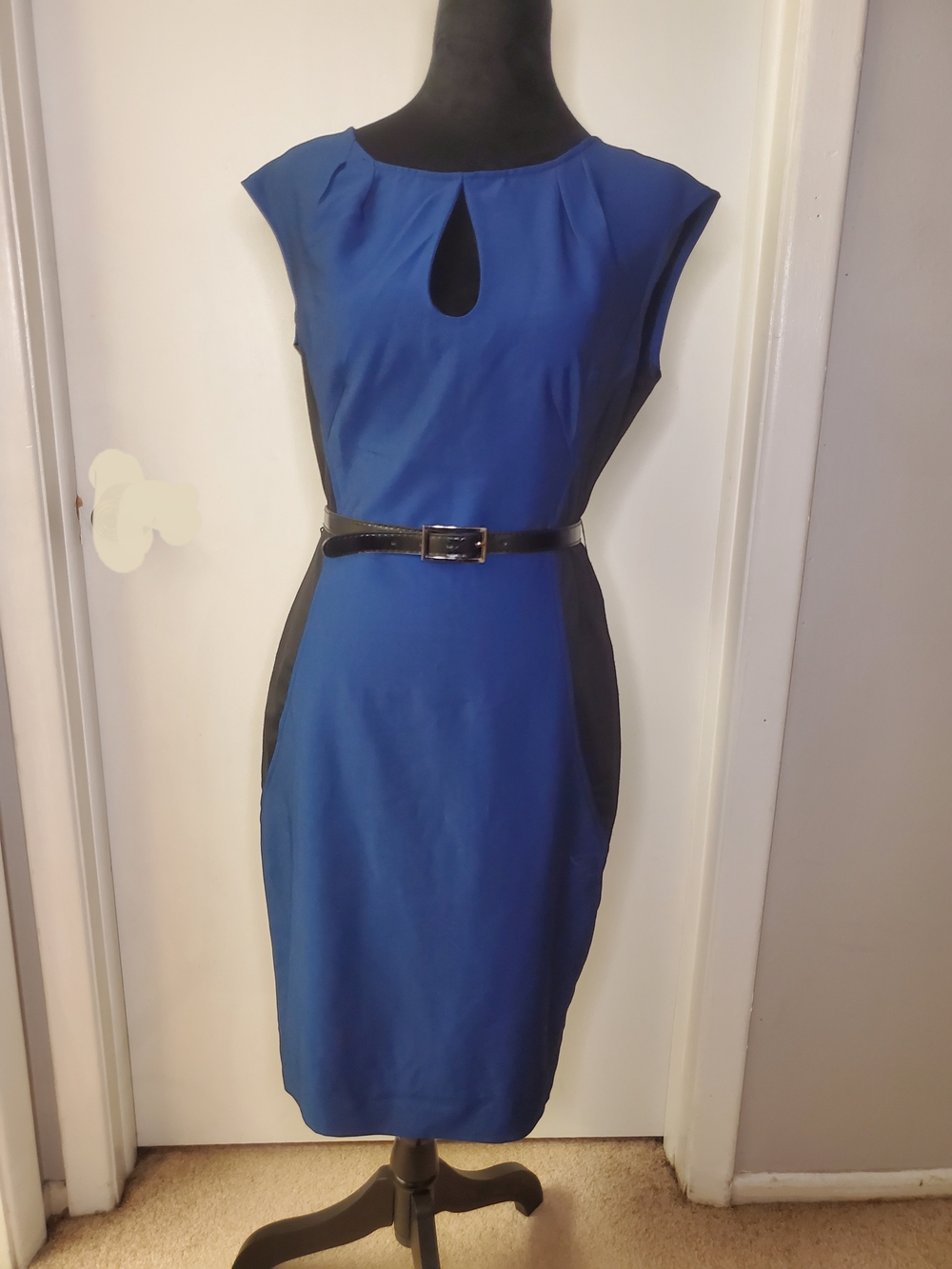 Rampage Royal Blue Sheath Dress with Black Panels